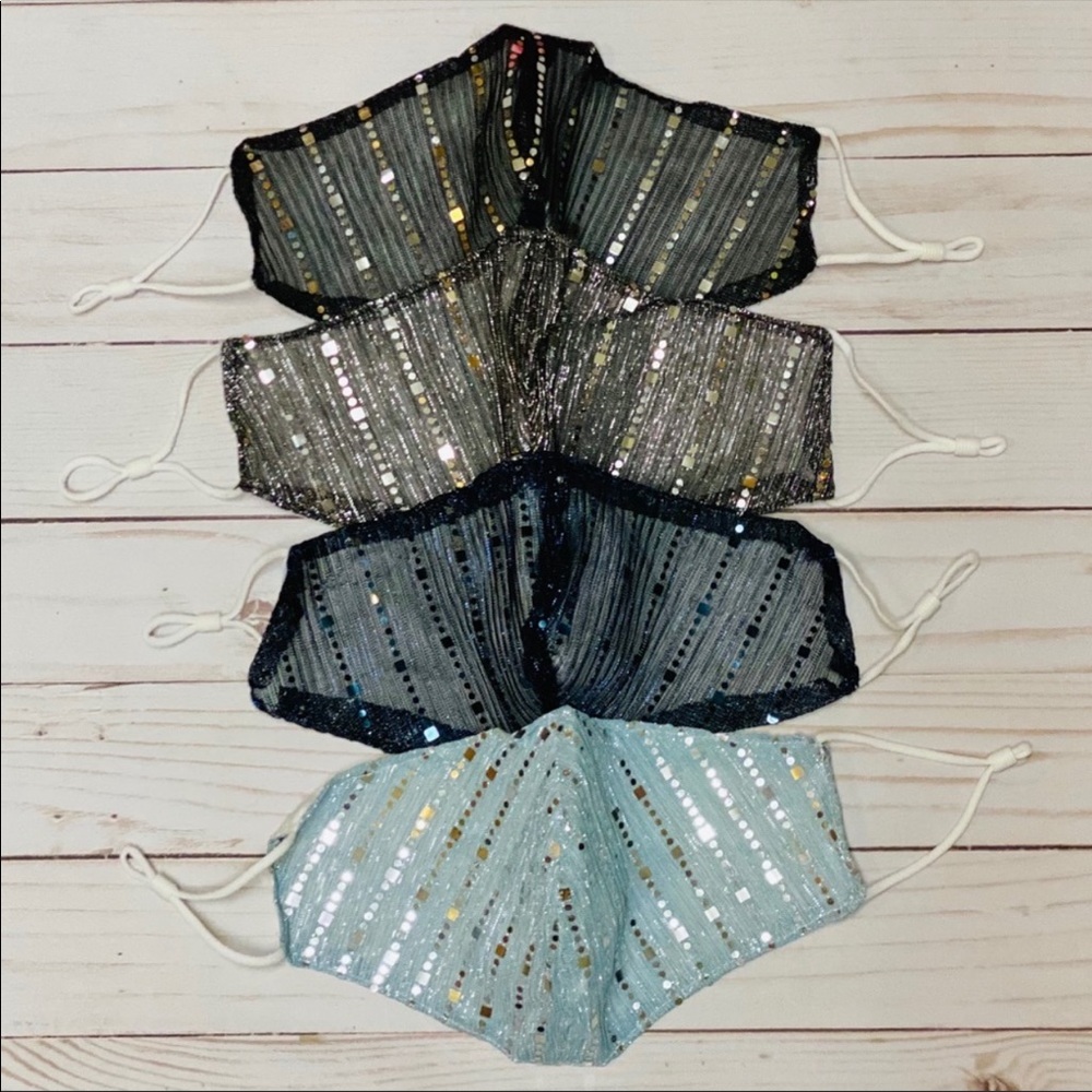 Bundle Of 8 Mesh Sequined Adjustable Face Masks - Picture 4 of 6